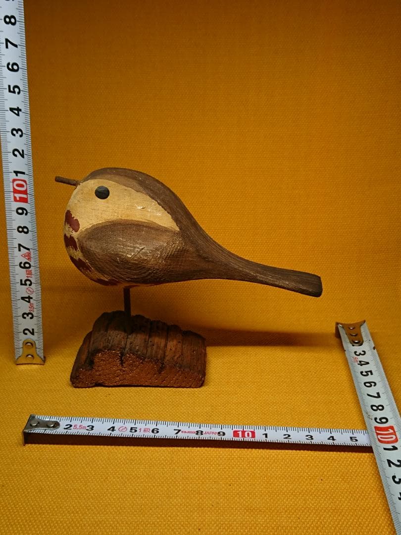 とり　鳥　バード　木彫　手描き　置物　インテリア　工芸品　美術品　A1508