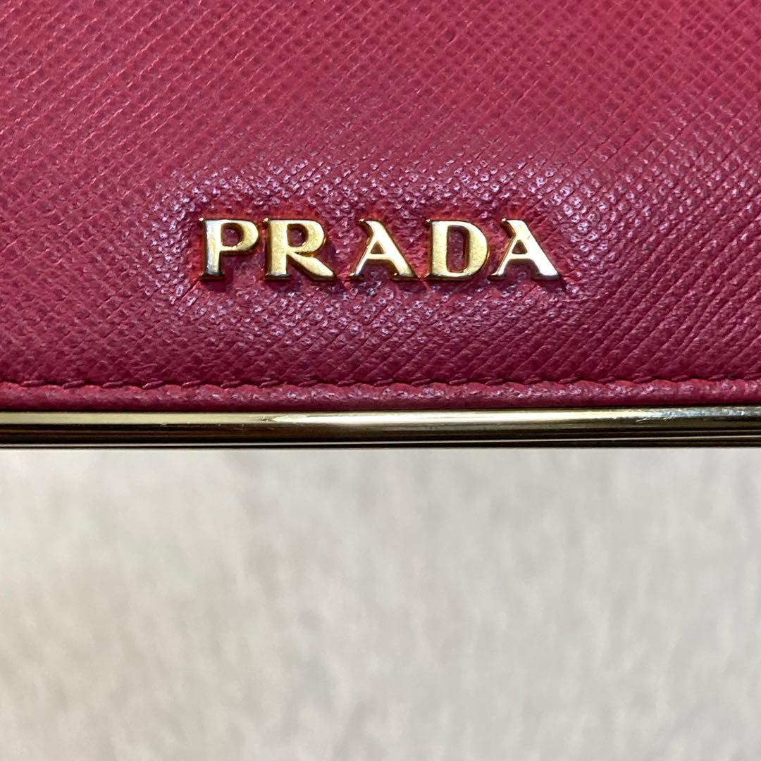 週末限定特価美品　PRADA プラダ　二つ折り　財布　コンパクト　ミニ　ピンク