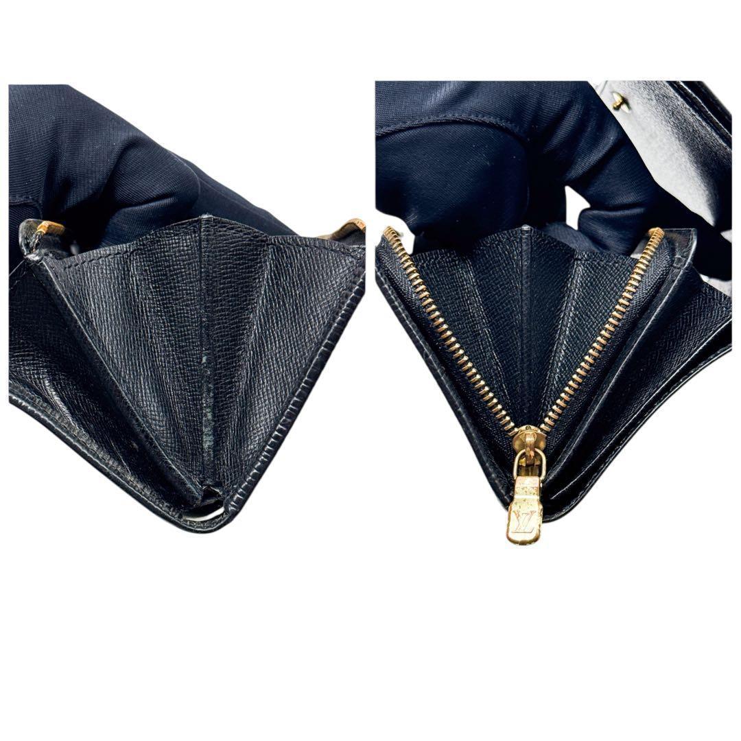 ルイヴィトン エピ ポルトフォイユ トレゾール 二つ折り財布 黒 ブラック