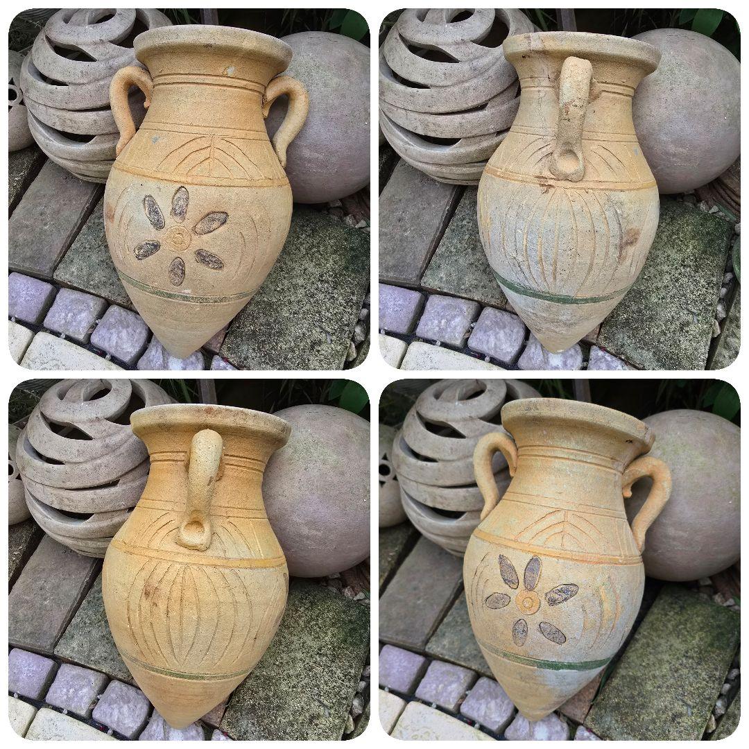 28年ぐらい前の耳付きアンフォラ壺鉢とオリジナルアイアンスタンドになります໒꒱·