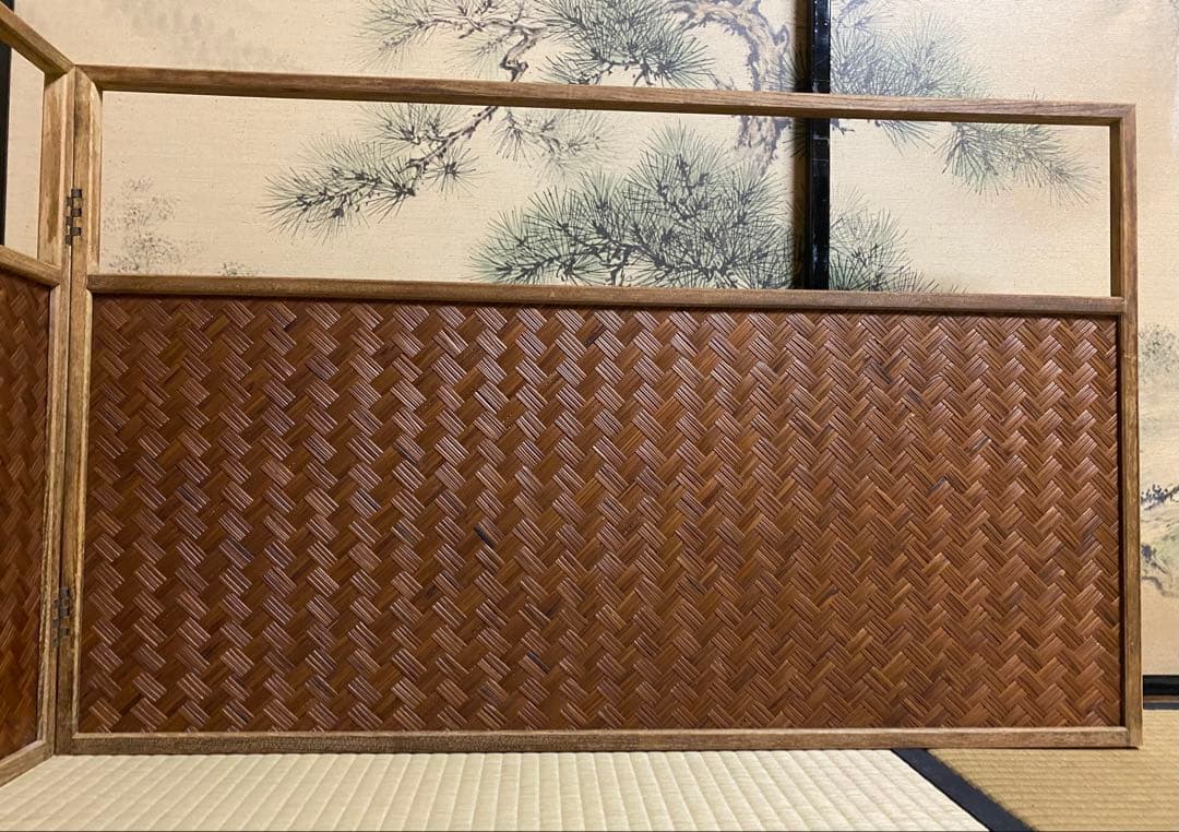 茶道具　風炉先屏風　網代　炉風炉兼用