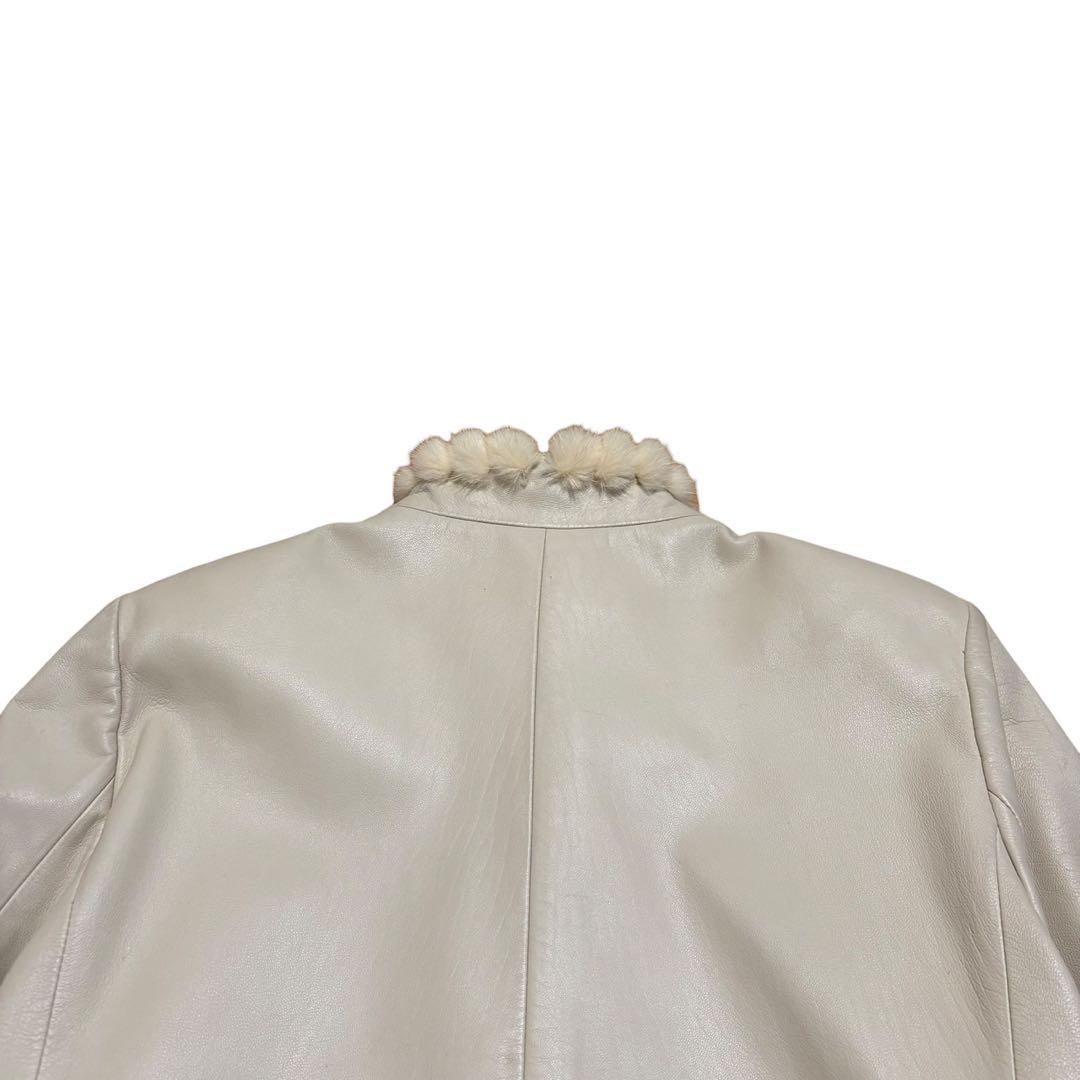 合馬公式アカウント1様 BALMAIN ファー装飾 ラムレザーノーカラーコート