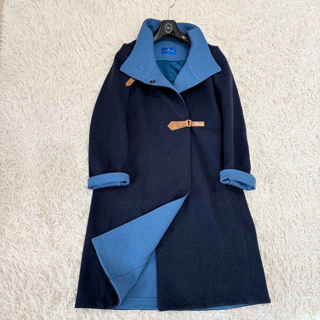 LA JOCONDE ラ ジョコンダ 配色デザイン ウール ロングコート 38