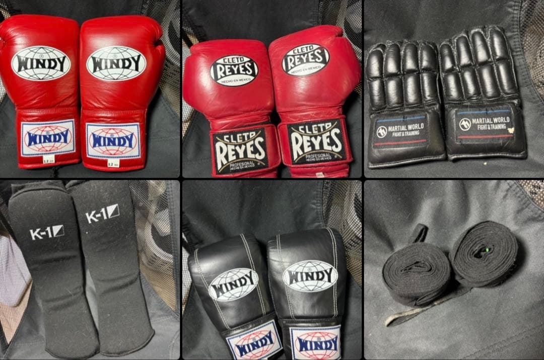 格闘技7点セット　グローブ、レガース、オープンフィンガー、他