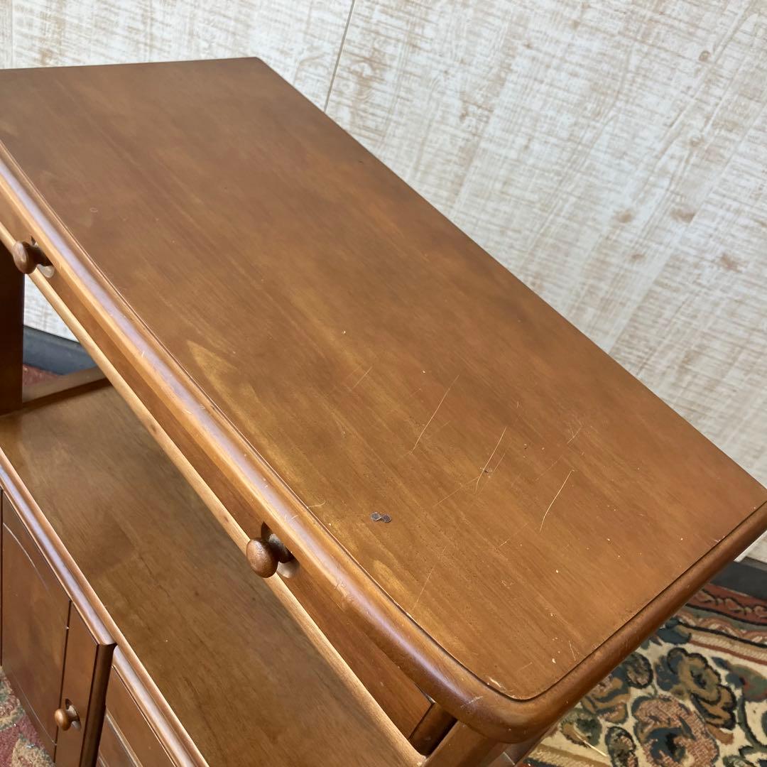 昭和レトロ 木製コンソールテーブル コールキャビネット 電話台 花台チェスト