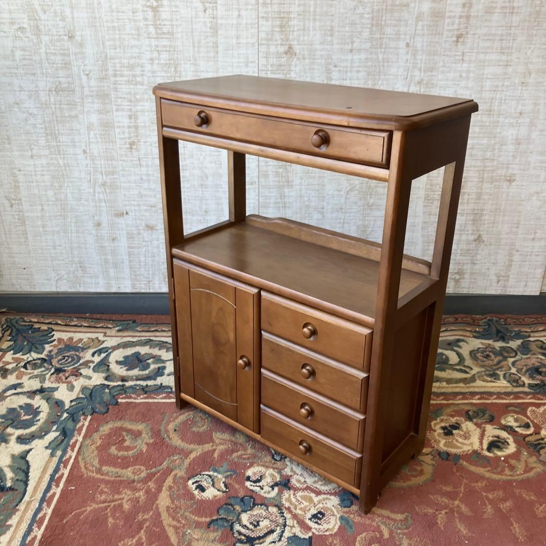 昭和レトロ 木製コンソールテーブル コールキャビネット 電話台 花台チェスト