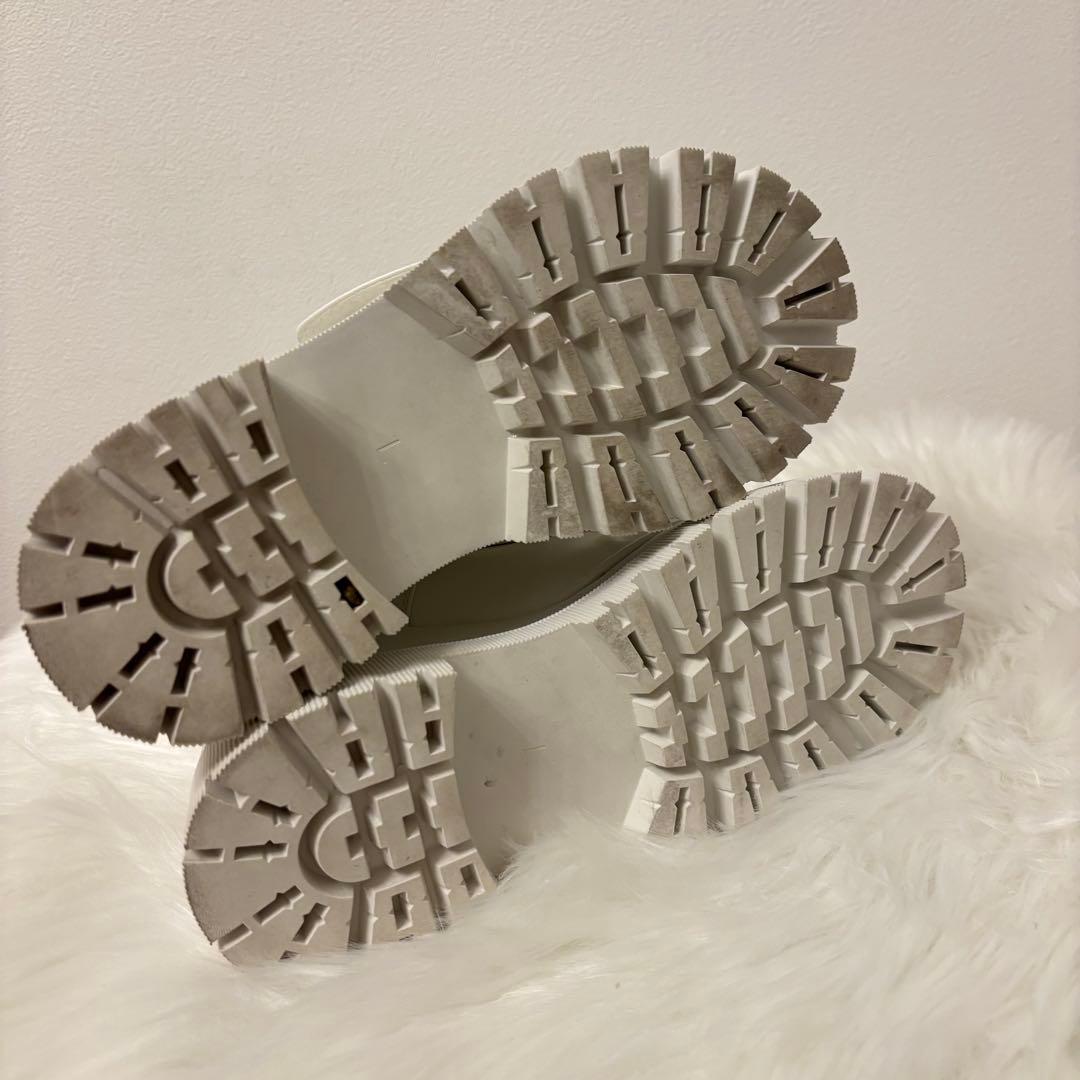 極美品☆yellow 厚底 スニーカー ホワイト レザー トラックソール L