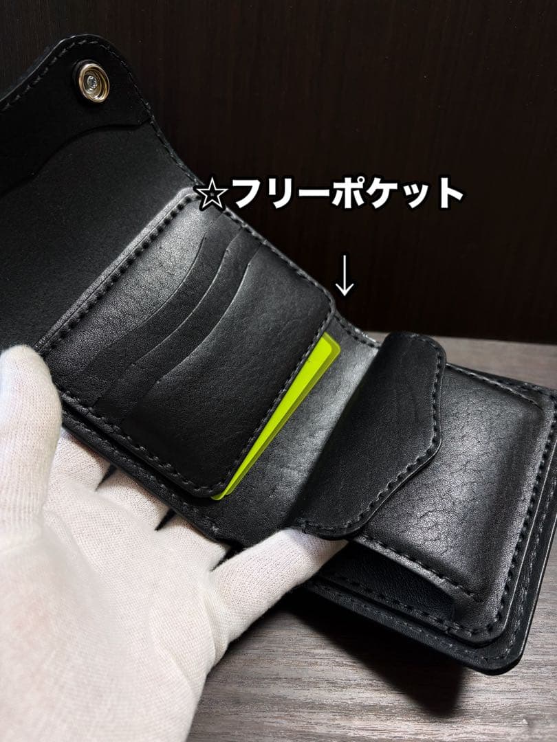 牛ヌメ革　ハンドメイド　折り財布　栃木レザー　メンズ　ライダース　ワイルドサドル