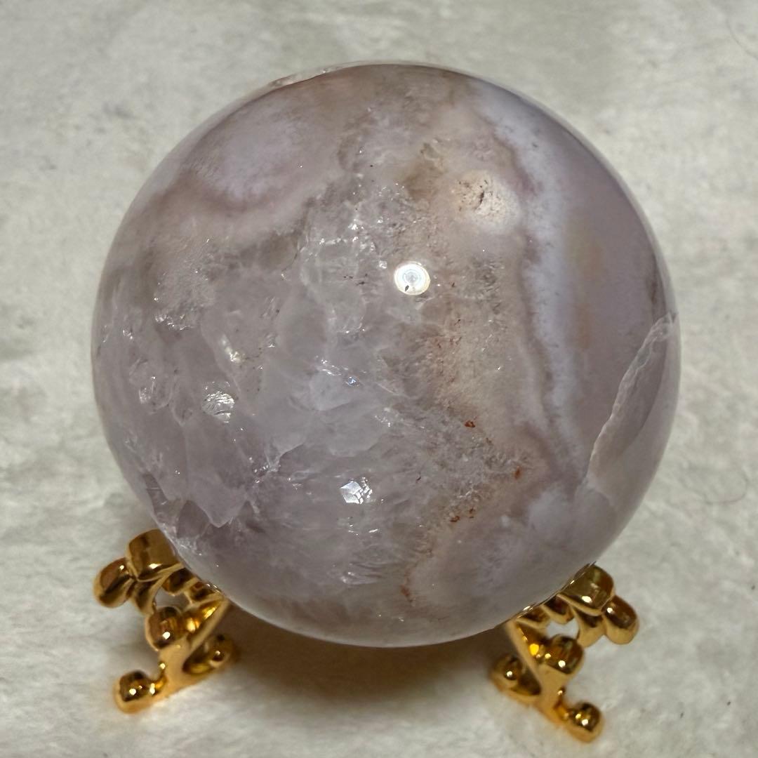 桜瑪瑙　スフィア　球体 置物 淡いピンク　ピンクアメジスト　6.5cm