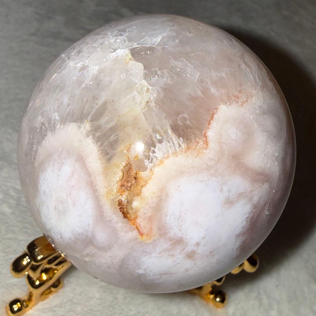 桜瑪瑙　スフィア　球体 置物 淡いピンク　ピンクアメジスト　6.5cm
