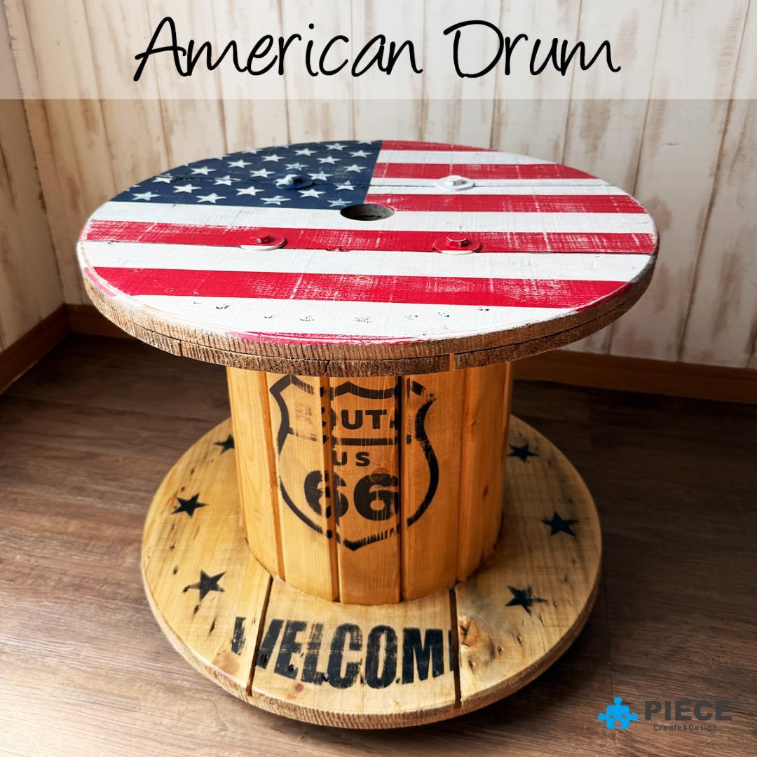 ケーブルドラム 電線ドラム テーブル アメリカン インテリア ガレージ 星条旗④