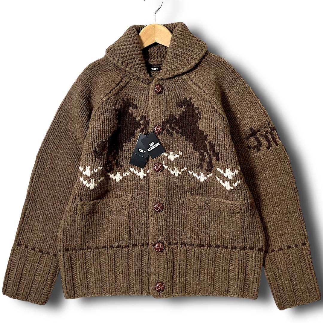 L 定価6.6万 TMT ティーエムティー カウチンニット カーディガン 茶