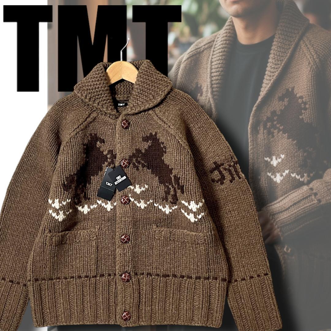 L 定価6.6万 TMT ティーエムティー カウチンニット カーディガン 茶
