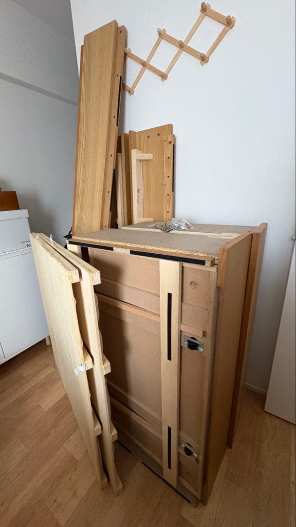 収納付　無印良品　ベッドフレーム　ダブル　オーク材　すのこベット　引き出し付