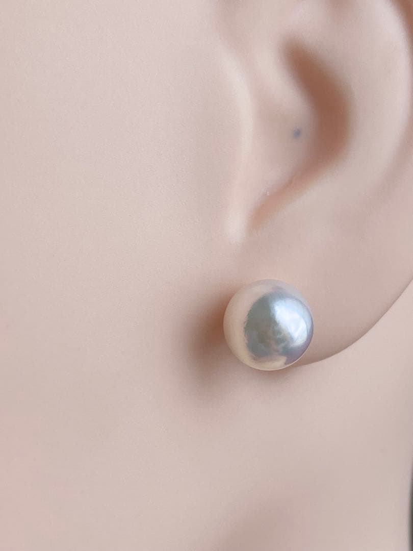 2044 あこや真珠　Pt900 8.5-9mm パールピアス　Aly手作