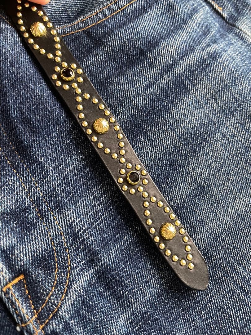 ナローロングベルト　真鍮　サドルレザー　oval+ HTC CALEE