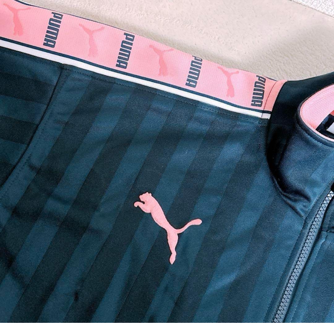 【PUMA】ジャージ　上下　スポーツウェア　ネイビー×ピンク　レディース L相当