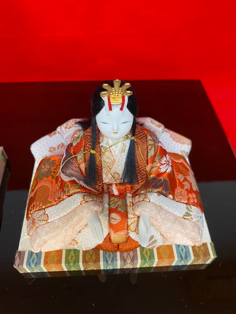 雛人形　木村一秀作　江戸木目込み人形　親王飾り　会津曙塗り収納セット