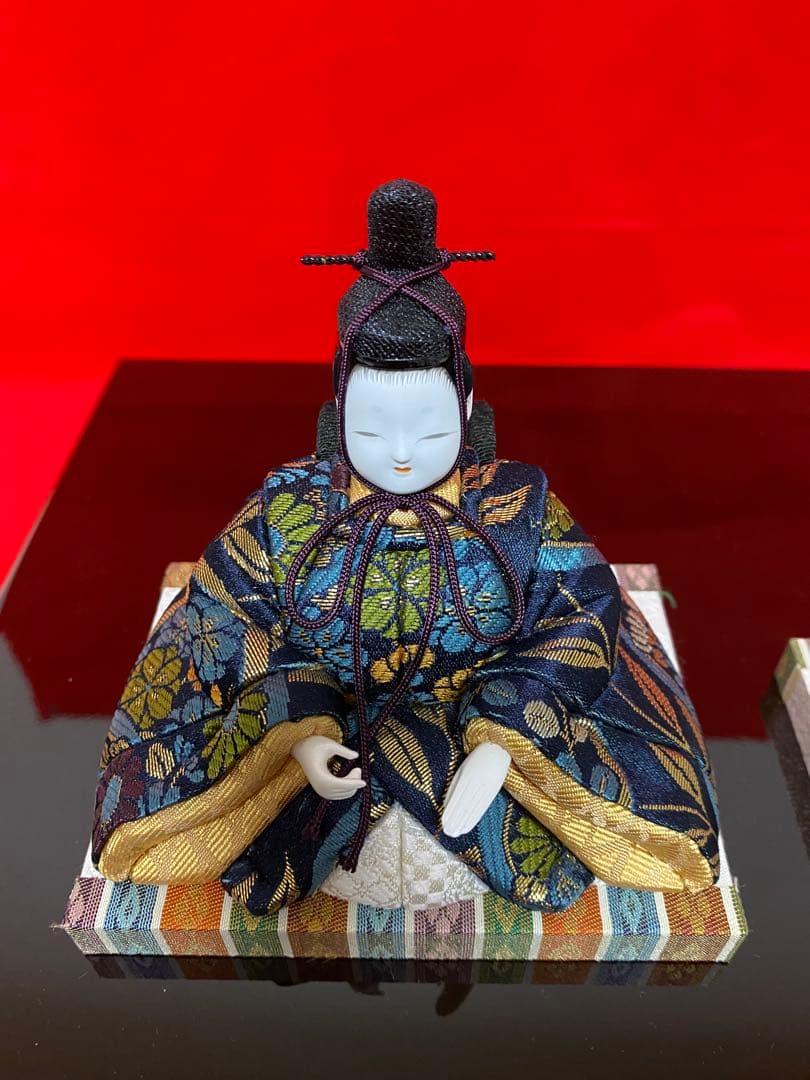 雛人形　木村一秀作　江戸木目込み人形　親王飾り　会津曙塗り収納セット