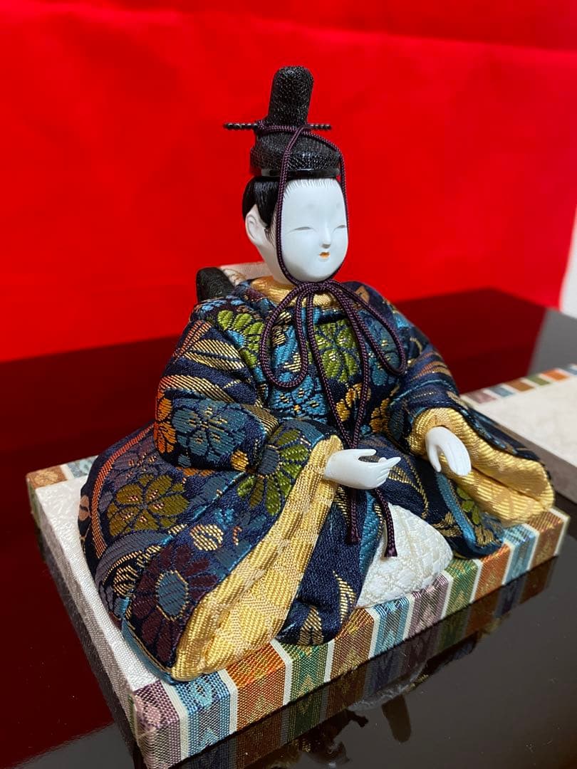 雛人形　木村一秀作　江戸木目込み人形　親王飾り　会津曙塗り収納セット