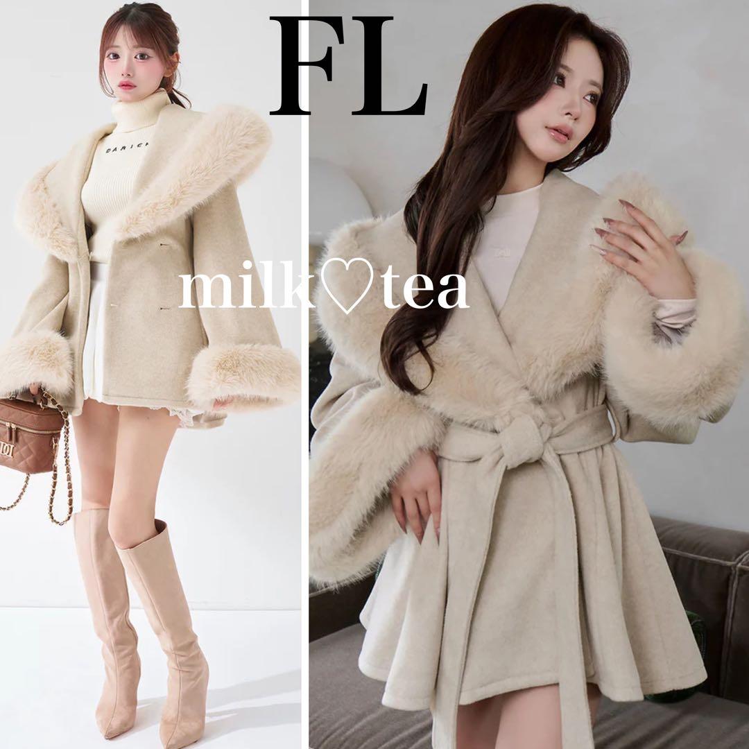 新品タグ付 ダーリッチ ウエストベルトプリンセスラインコート FL ベージュ