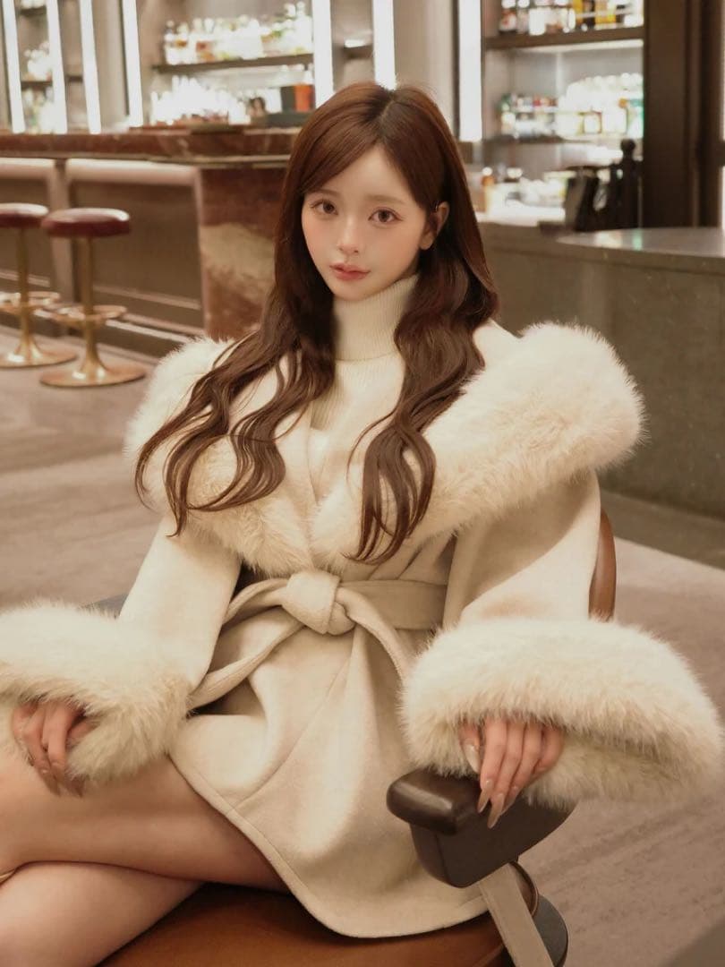 新品タグ付 ダーリッチ ウエストベルトプリンセスラインコート FL ベージュ