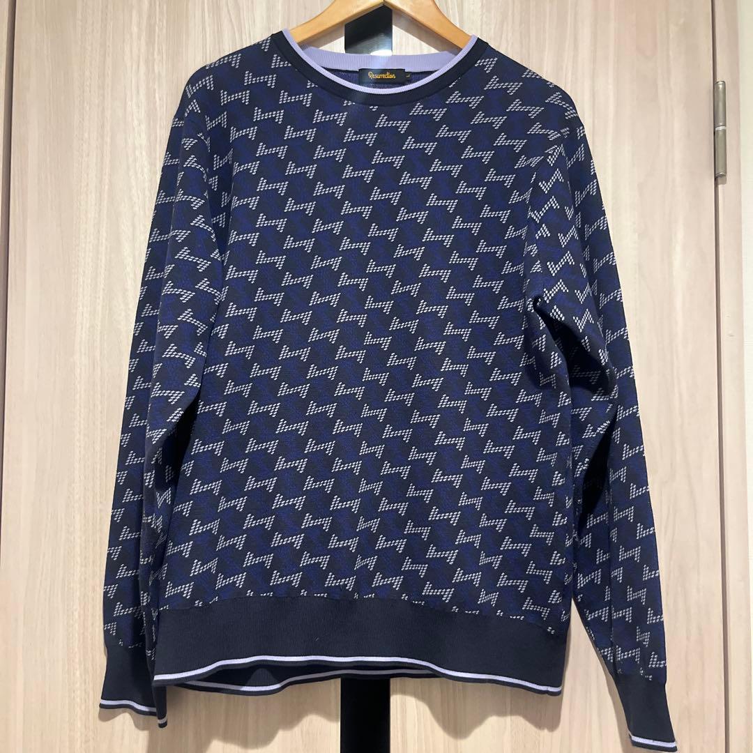 Resurrection ネイビー ロゴセーター　L