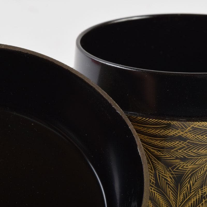 茶道具　輪島塗　岡本陽斎作　忍彫沈金　棗　共箱　V　9074