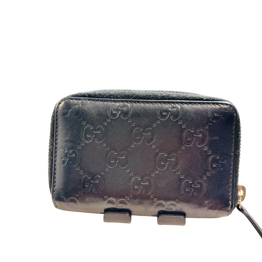 GUCCI シマ レザー　財布　ケース