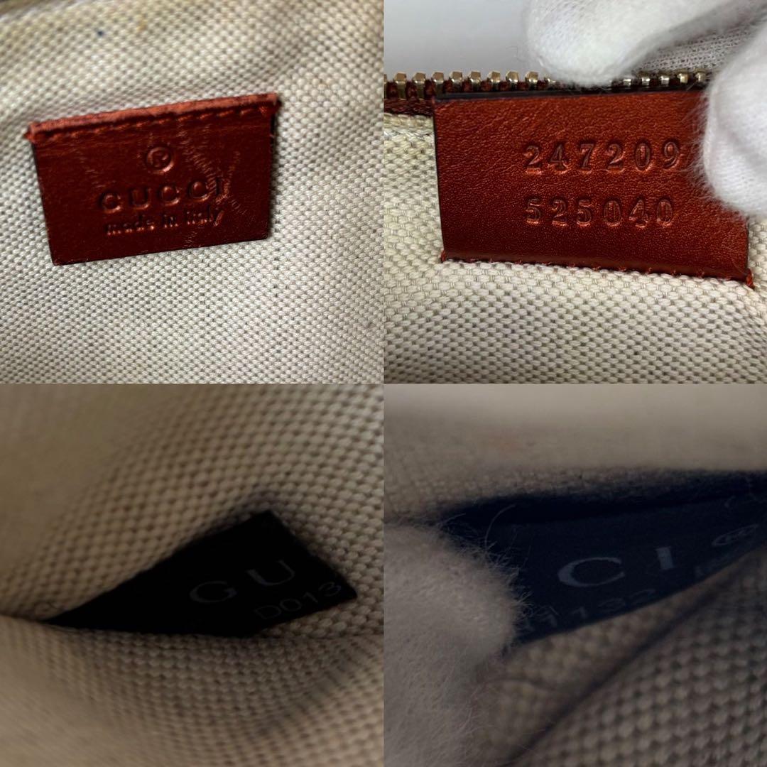 専用グッチ トートバッグ レザー×キャンバス A4可 肩掛け GG柄 ポーチ付