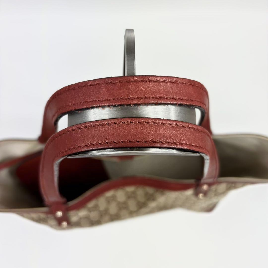 専用グッチ トートバッグ レザー×キャンバス A4可 肩掛け GG柄 ポーチ付