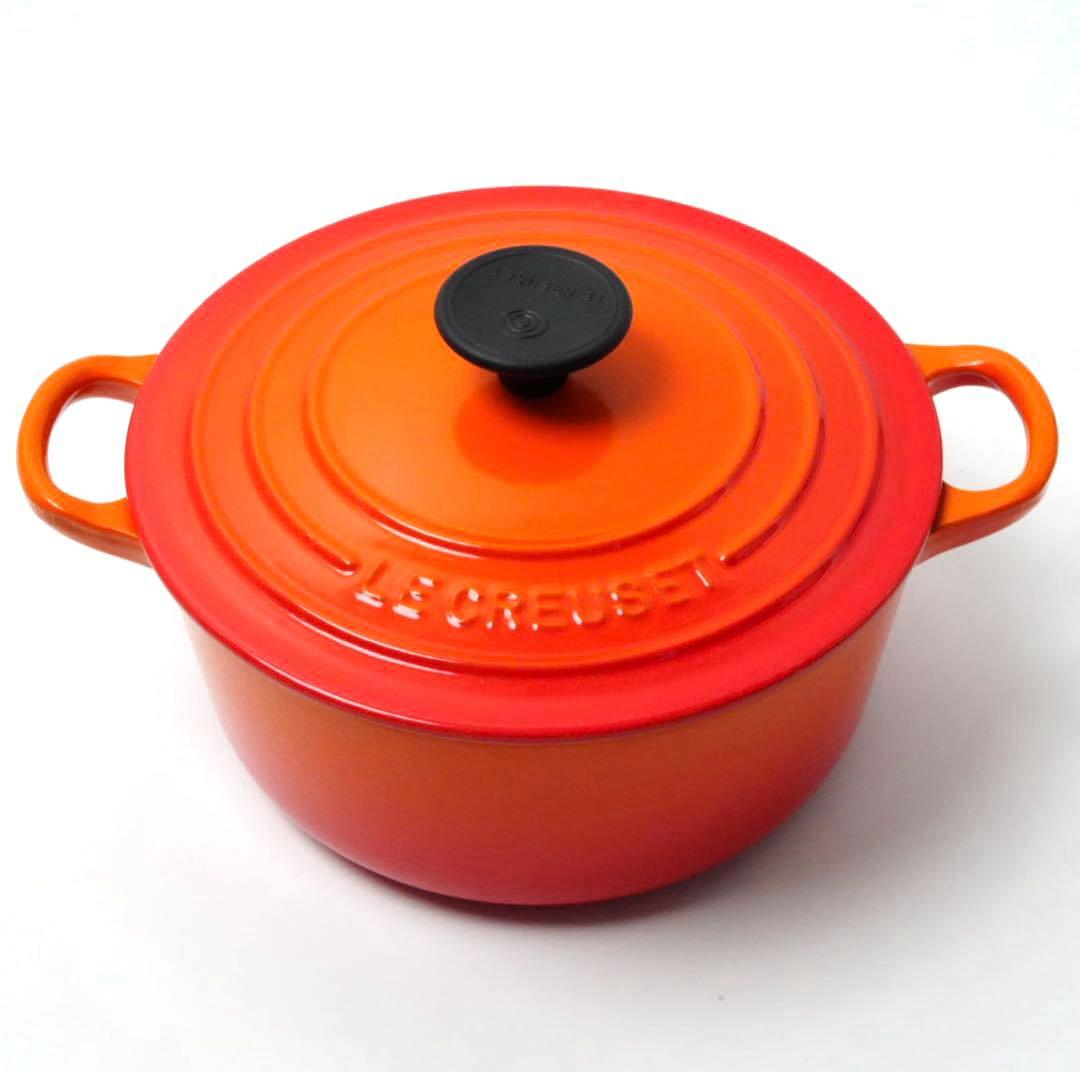 【極美品】LE CREUSET　ココット ロンド オレンジ　18cm