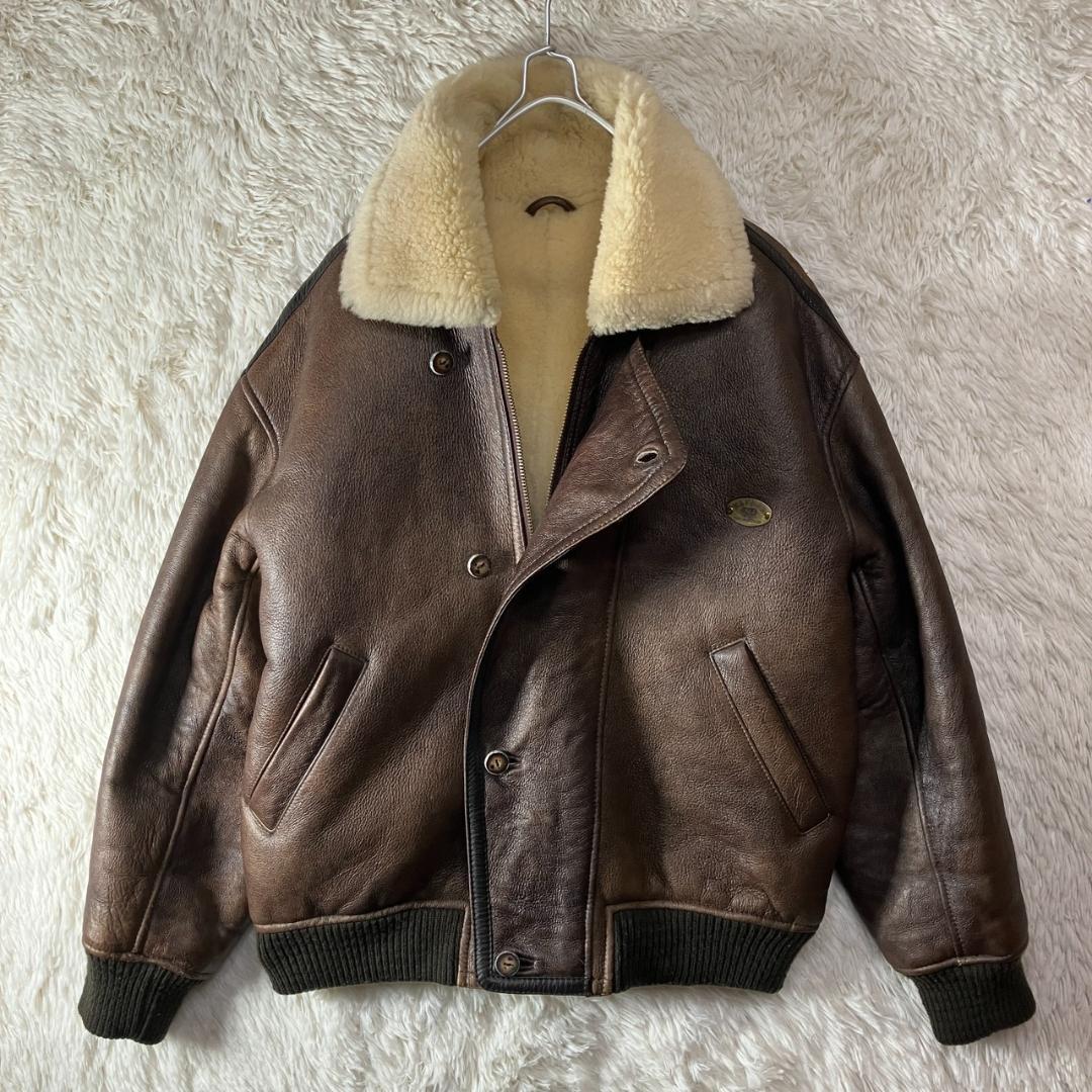 美品 NAF NAF リアルムートン フライトジャケット 羊革 シープスキン F