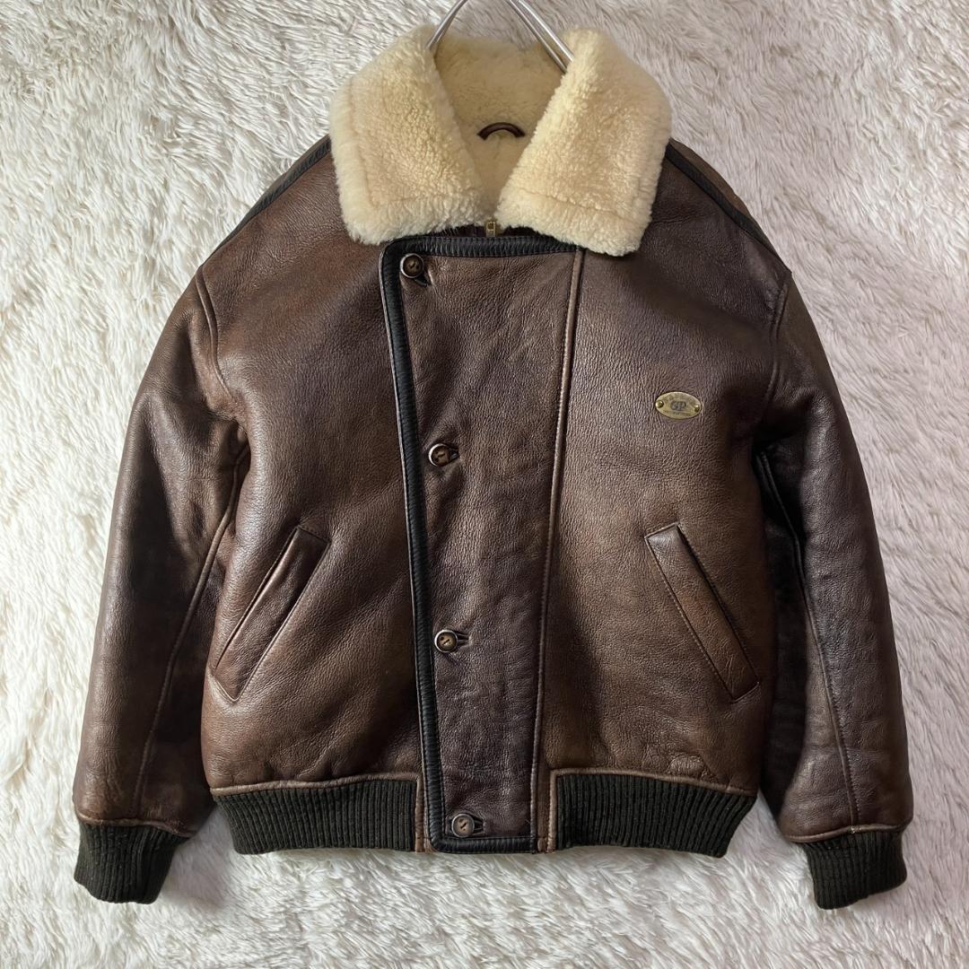 美品 NAF NAF リアルムートン フライトジャケット 羊革 シープスキン F