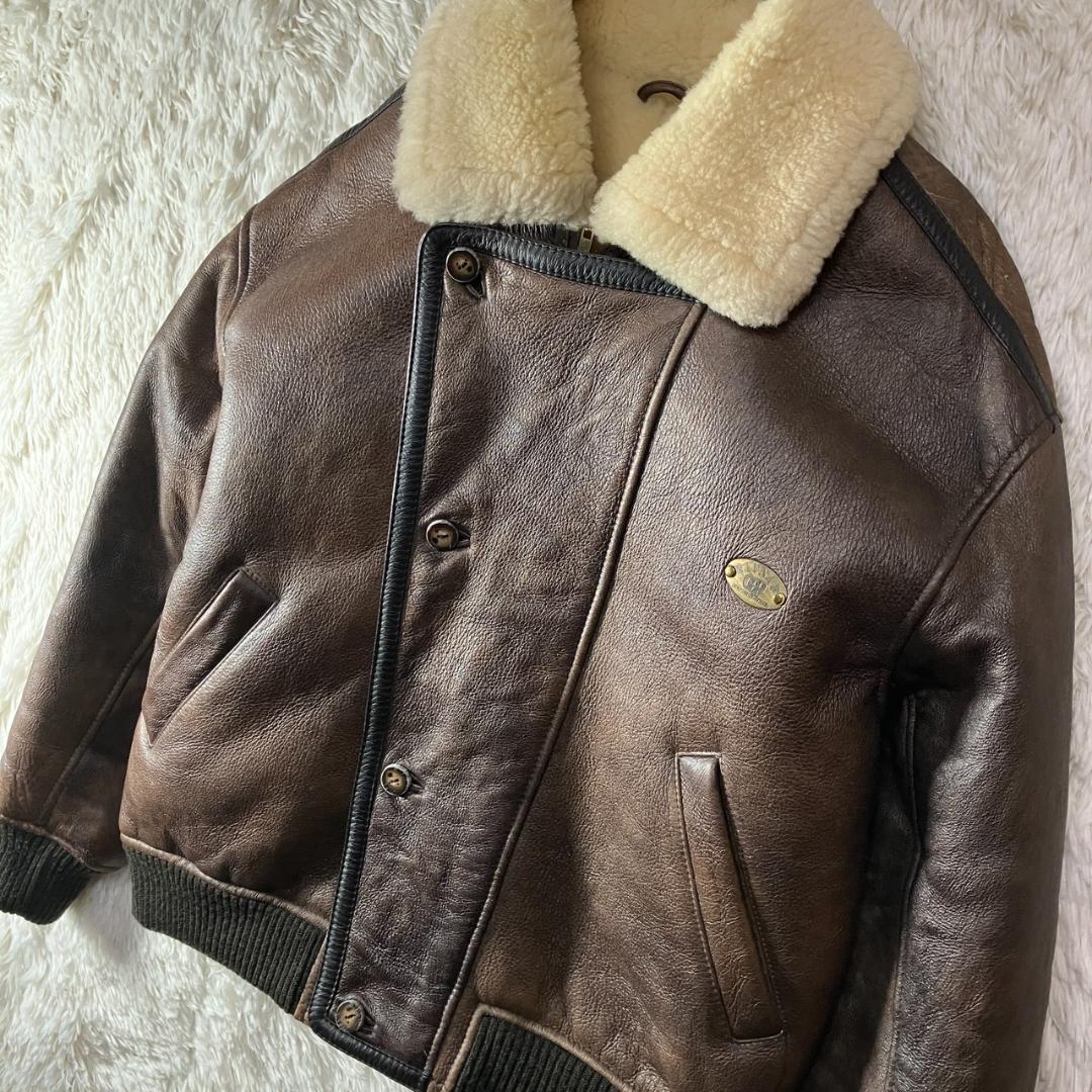 美品 NAF NAF リアルムートン フライトジャケット 羊革 シープスキン F