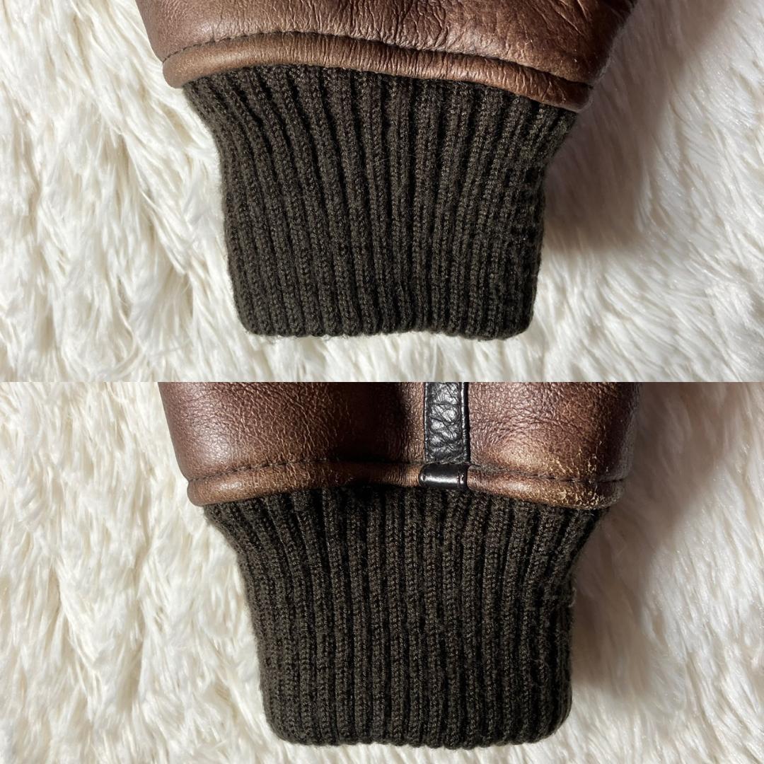 美品 NAF NAF リアルムートン フライトジャケット 羊革 シープスキン F