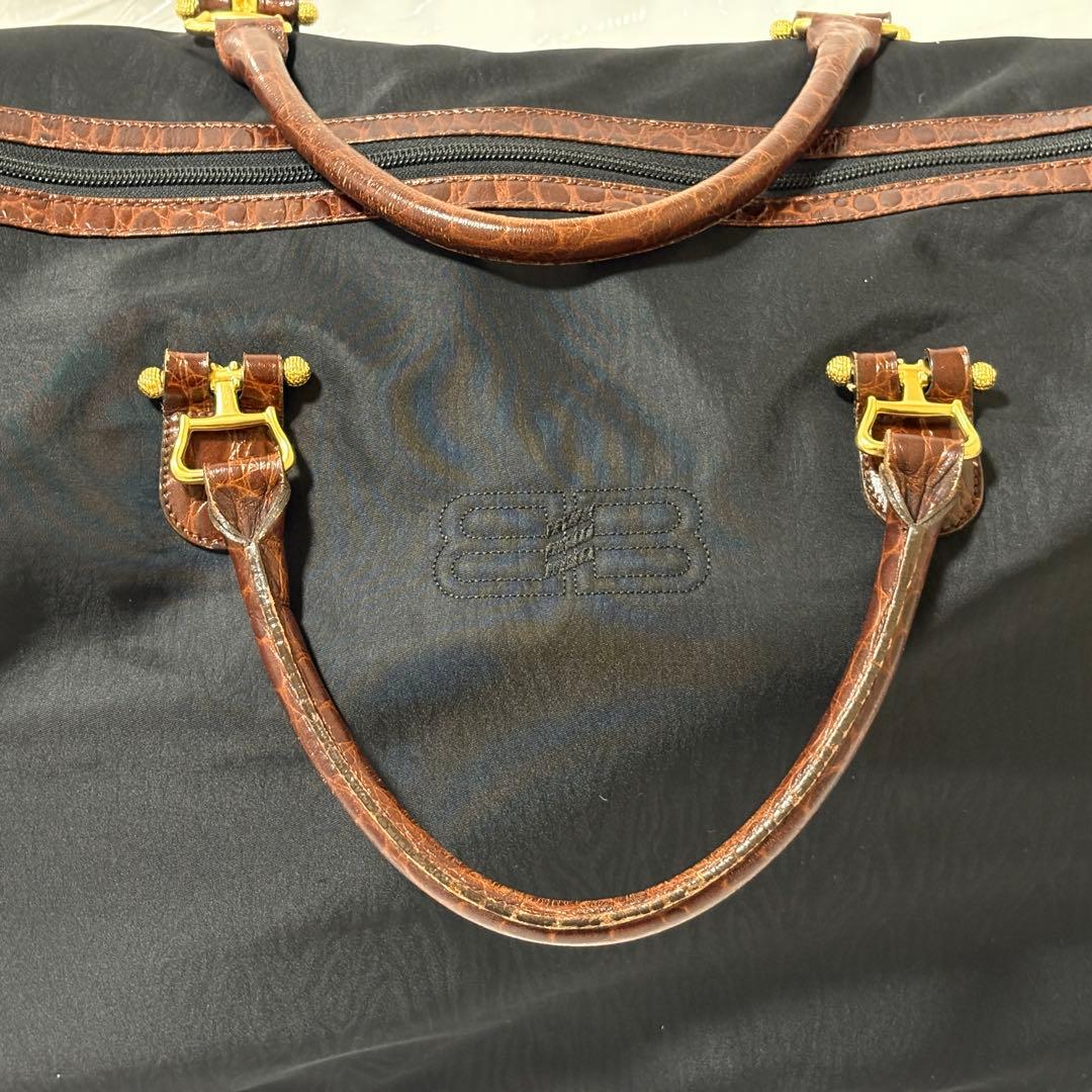 【美品】BALENCIAGA クロコダイル ボストンバッグ　ブラック