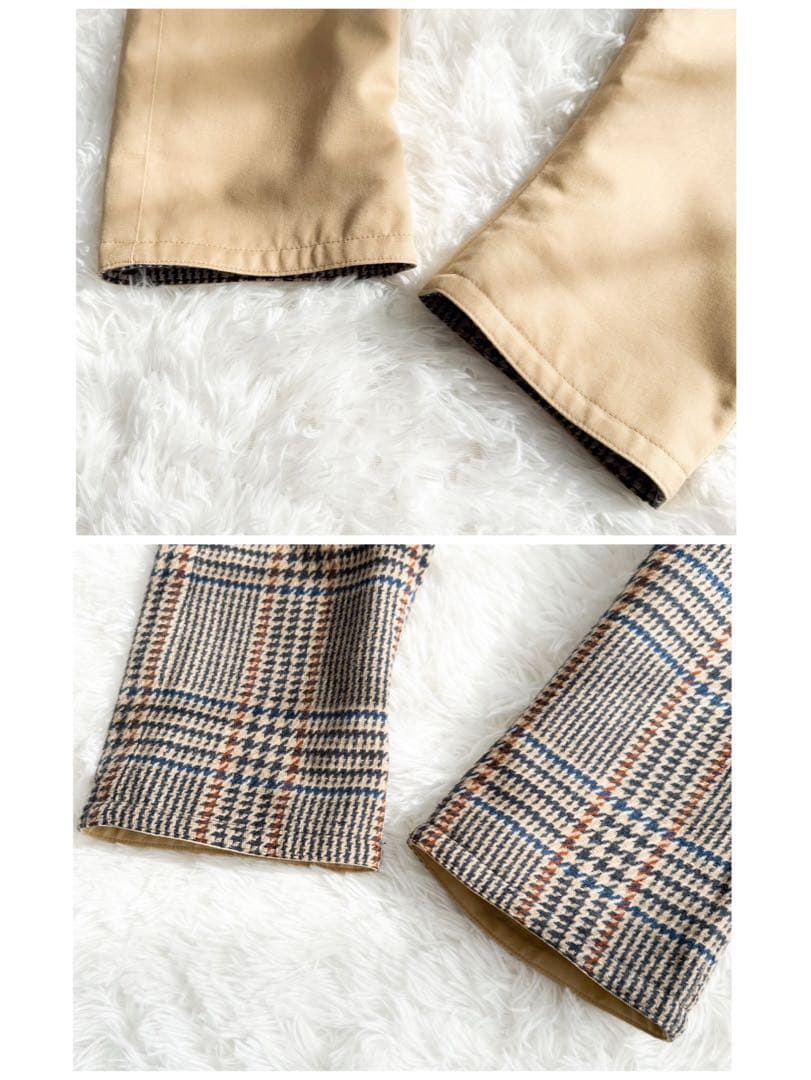 Aquascutum リバーシブル ステンカラーコート千鳥チェック ウール XL