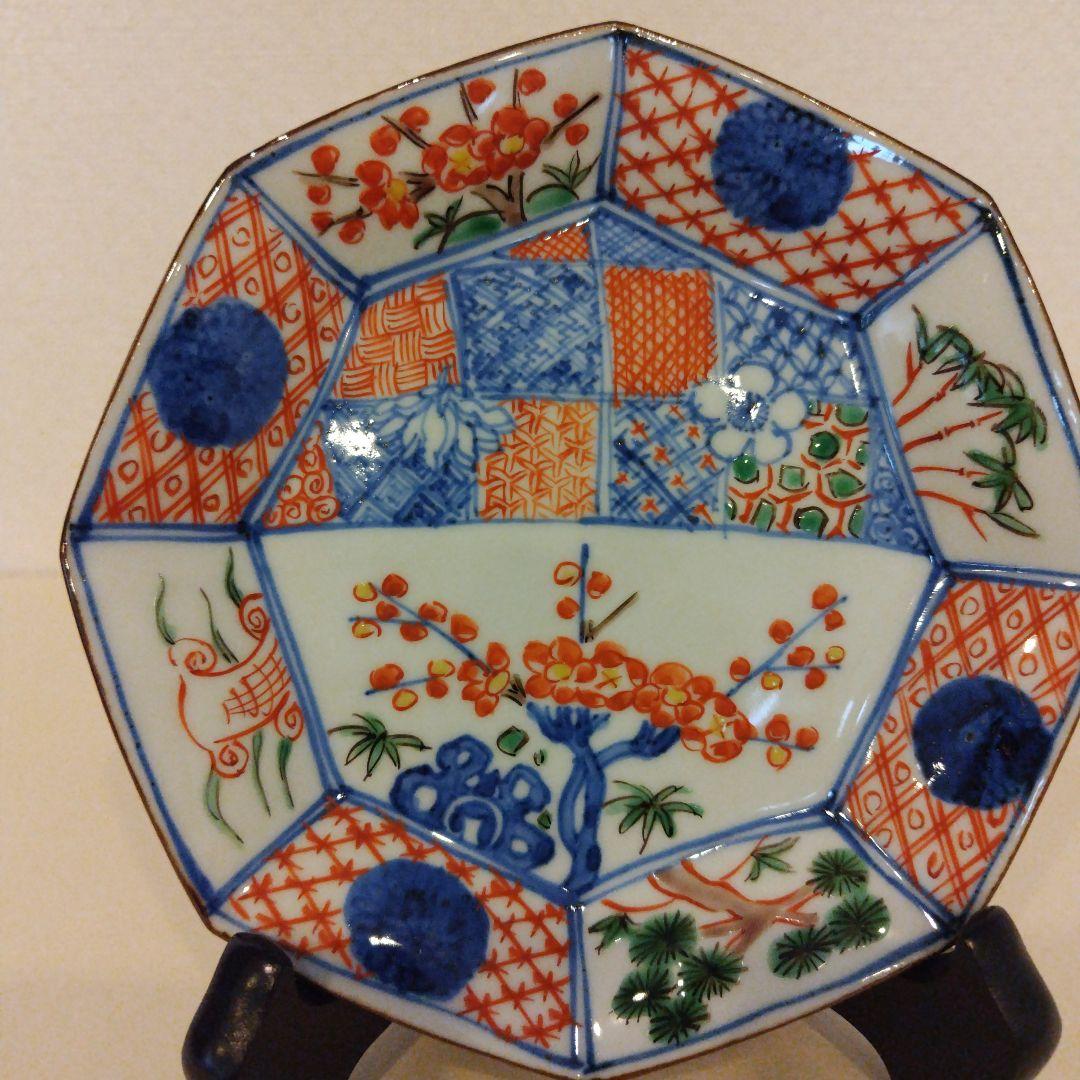 四代目須田菁華　祥瑞八角松竹梅皿1枚