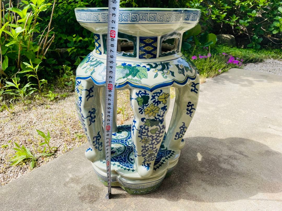 陶器/スツール/ガーデンチェア/椅子/花台/飾台/【大・小】2点セット