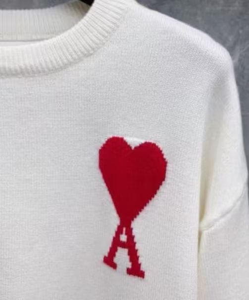 AMI PARISホワイトニットセータ-ハート S