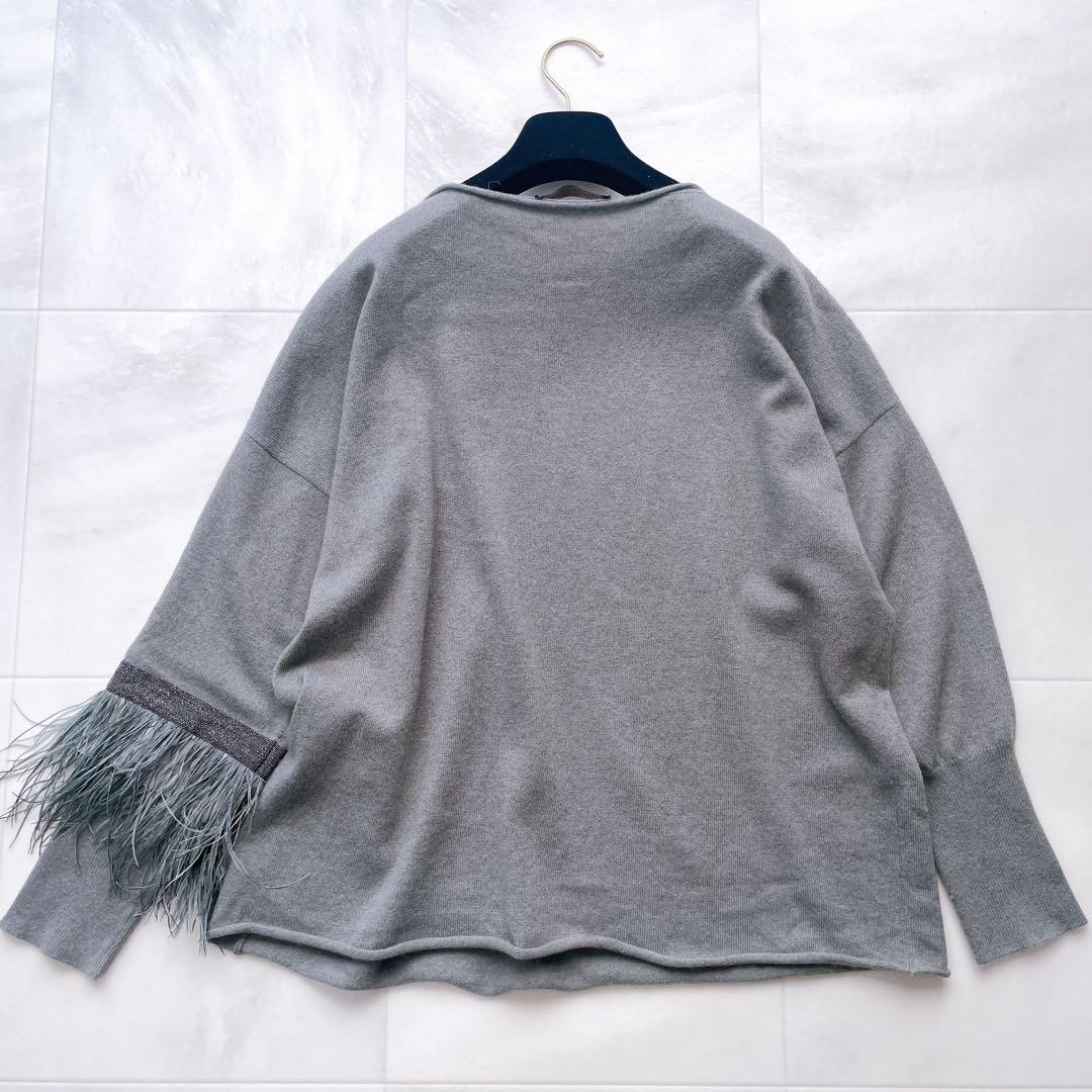 希少✨ファビアナフィリッピ カシミヤ100% ニット モニーレ装飾 フェザー