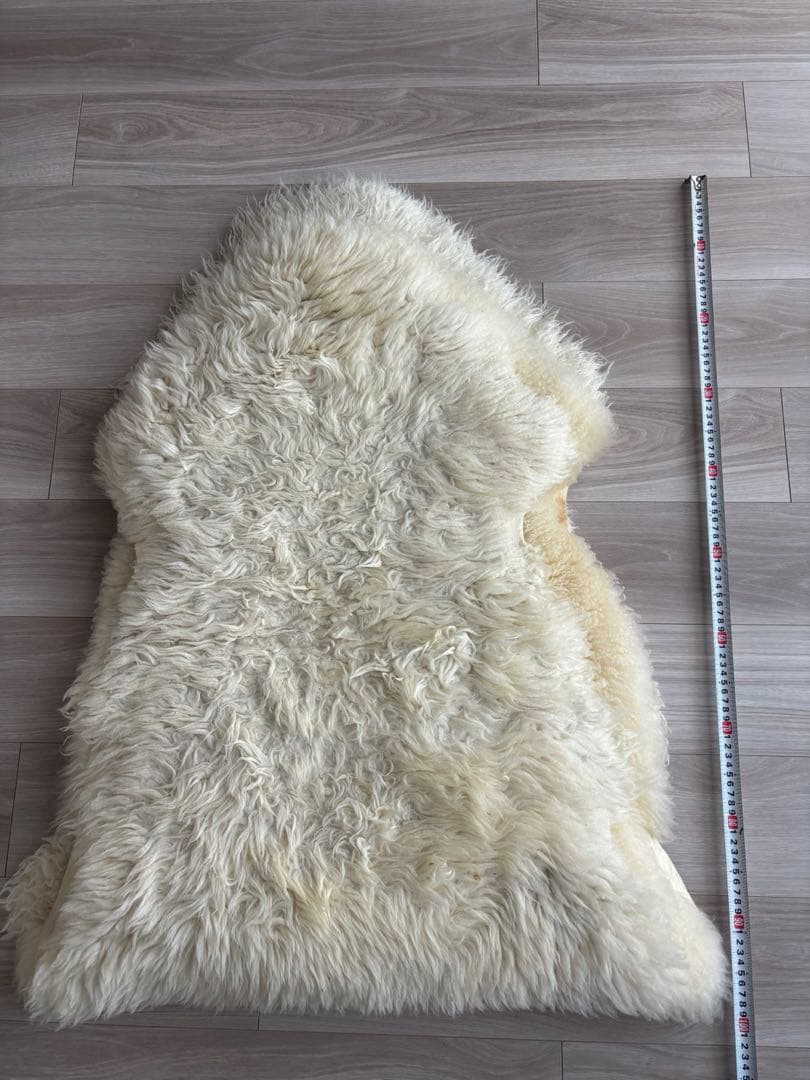 天然ムートンラグ 羊毛ラグ 3枚セット アイボリー／クリーム系 敷物