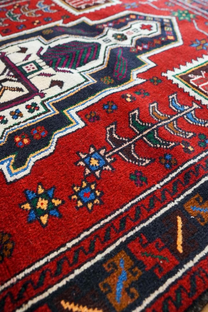 163×95cm ペルシャ絨毯 バルーチ 手織り トライバル ヴィンテージ ラグ