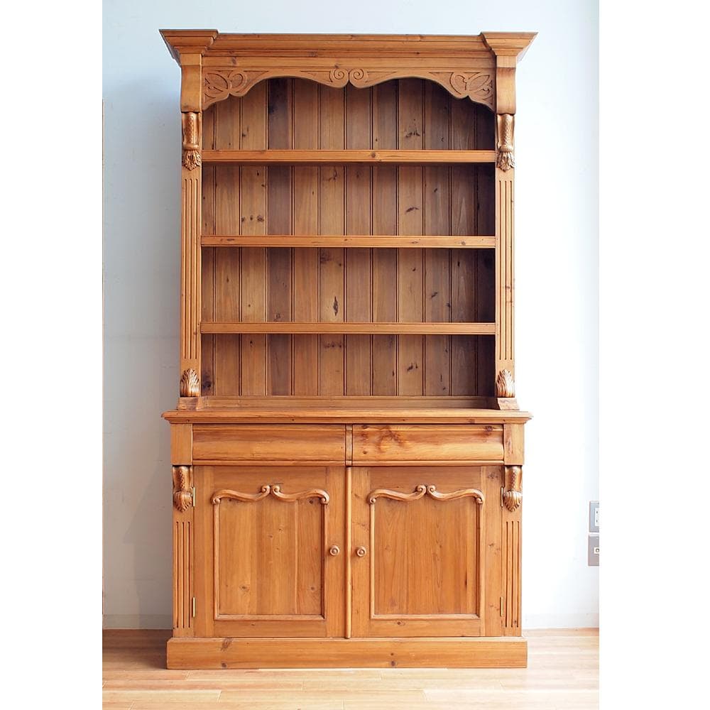 ビンテージ パイン材 カップボード 大型 キャビネット