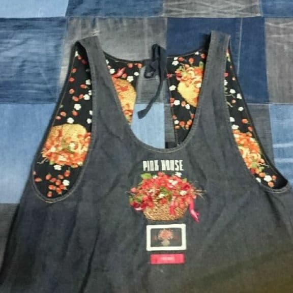 ピンクハウス 野いちご柄 リバーシブルエプロン