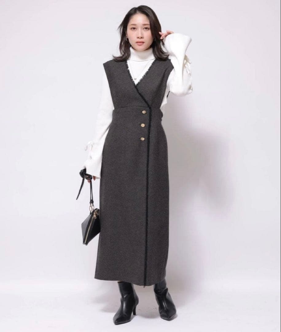 【美品】アプワイザーリッシェ ツイード ラップツイードジャンスカ サイズ0