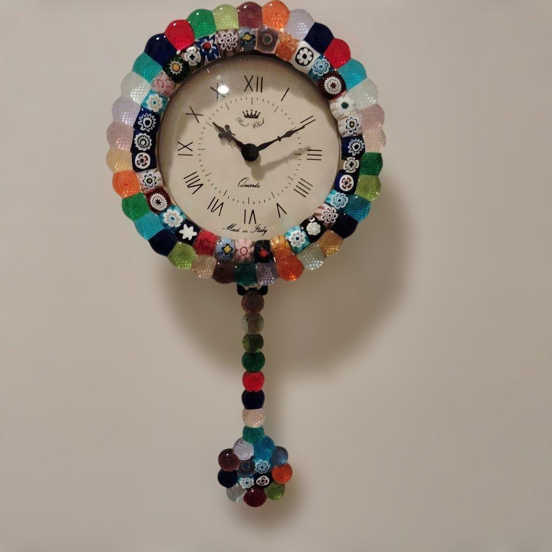 稼働品★ベネチアンガラス★壁掛け時計★イタリア製