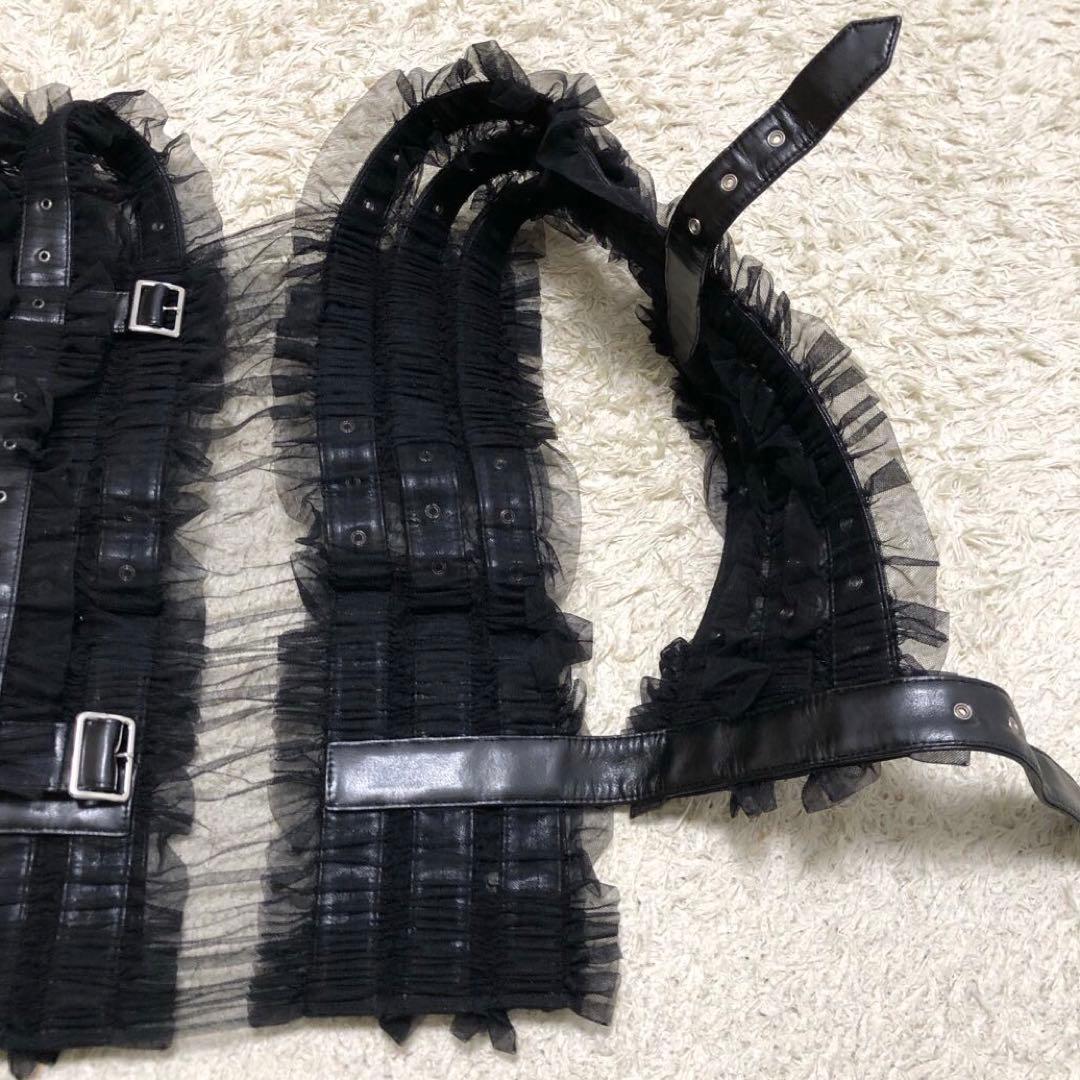 ノワールケイニノミヤ 革レースフリルハーネス Sサイズ　黒