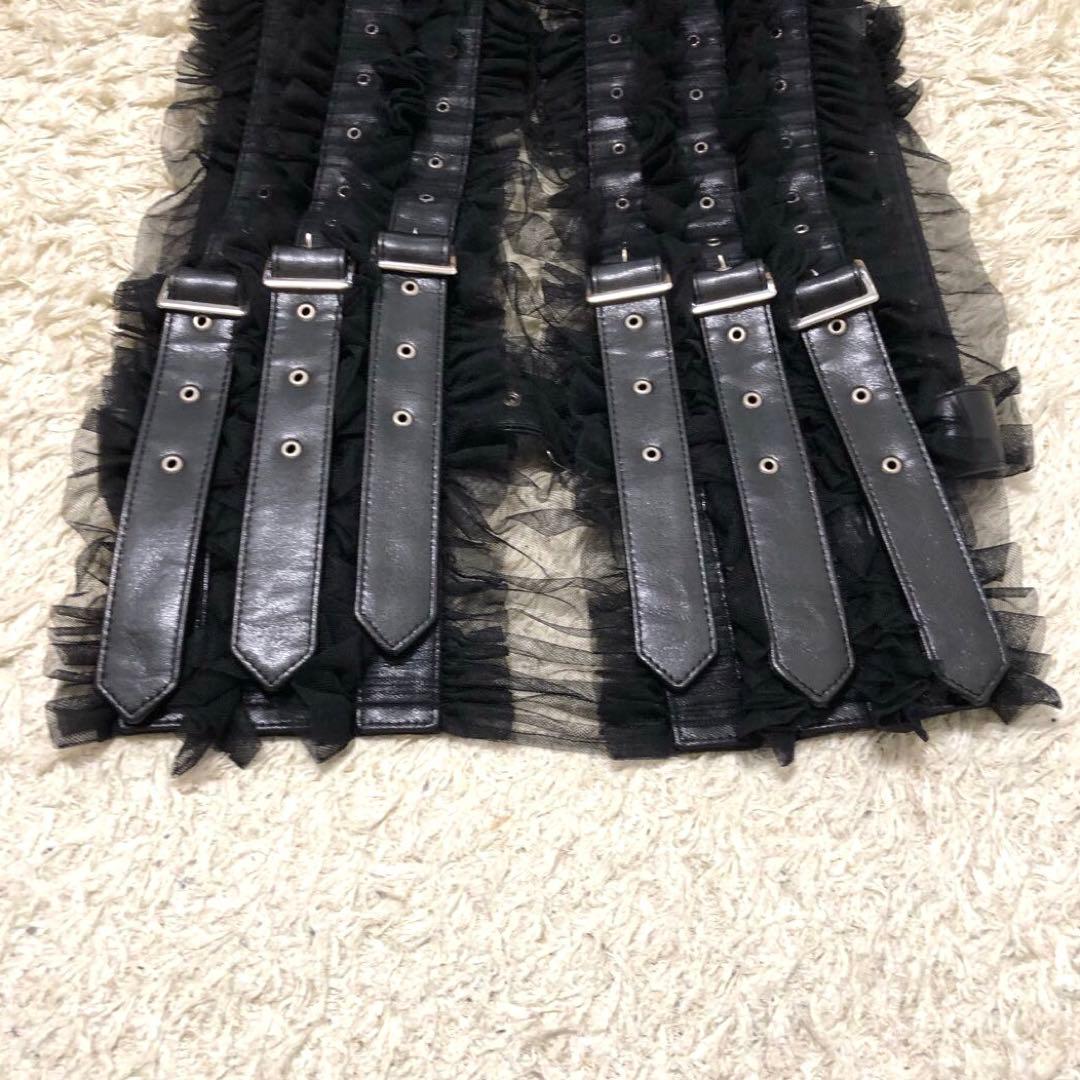 ノワールケイニノミヤ 革レースフリルハーネス Sサイズ　黒